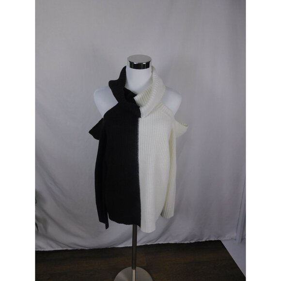 Fashion Nova XL Cold Shoulder Sweater Gothic Colorblock Top - Picture 1 of 12